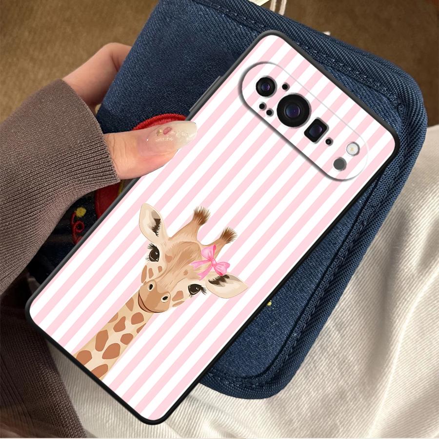 Google Pixel 9 Pro - การ์ตูนยีราฟฟันด้าเคสโทรศัพท์สำหรับกูเกิลพิกเซล 10A 6 7 8 โปร