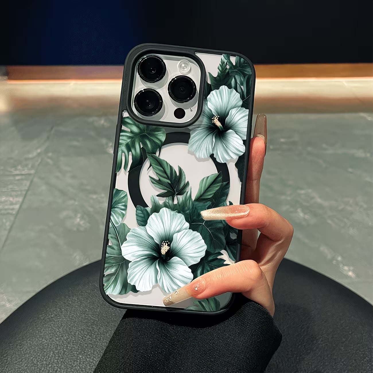 Apple Iphone 16 - เคสโทรศัพท์ลายดอกไม้สีเขียวสำหรับ iPhone 17 16 15 14